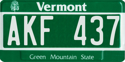 VT license plate AKF437