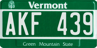VT license plate AKF439