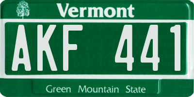 VT license plate AKF441