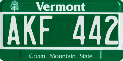 VT license plate AKF442