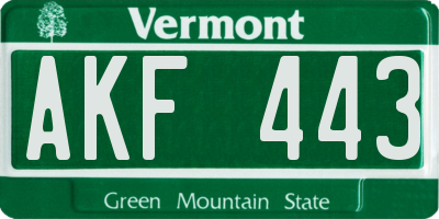 VT license plate AKF443
