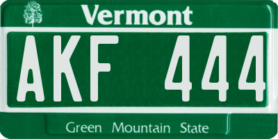 VT license plate AKF444