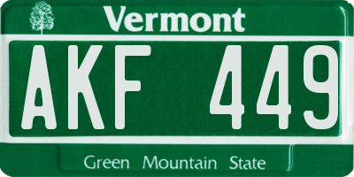 VT license plate AKF449
