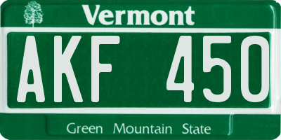 VT license plate AKF450