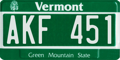 VT license plate AKF451