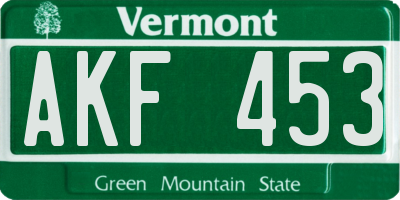 VT license plate AKF453