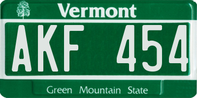 VT license plate AKF454