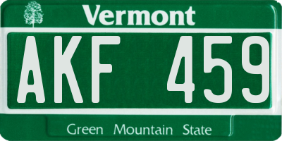 VT license plate AKF459