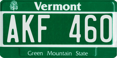 VT license plate AKF460
