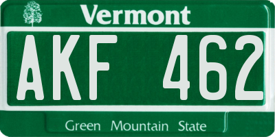 VT license plate AKF462