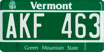 VT license plate AKF463
