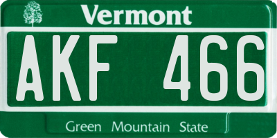 VT license plate AKF466