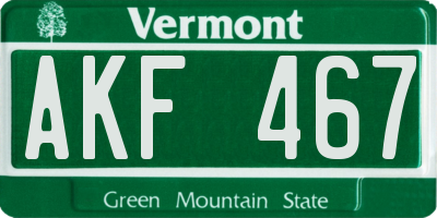 VT license plate AKF467