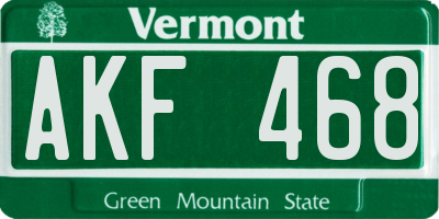 VT license plate AKF468