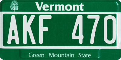 VT license plate AKF470