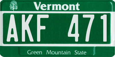 VT license plate AKF471