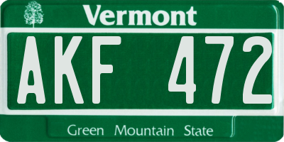 VT license plate AKF472