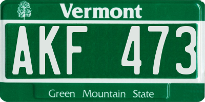 VT license plate AKF473