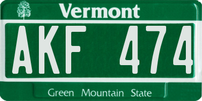 VT license plate AKF474