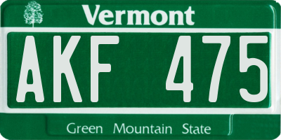 VT license plate AKF475