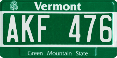 VT license plate AKF476