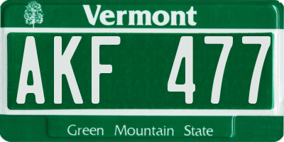 VT license plate AKF477