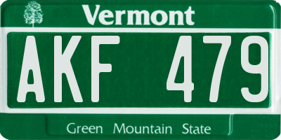 VT license plate AKF479