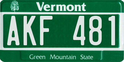 VT license plate AKF481