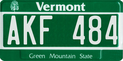 VT license plate AKF484