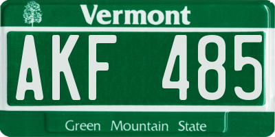 VT license plate AKF485