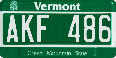 VT license plate AKF486
