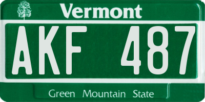 VT license plate AKF487