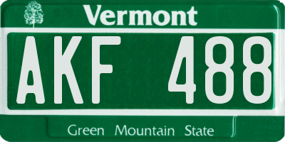 VT license plate AKF488