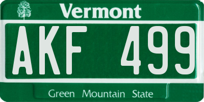 VT license plate AKF499