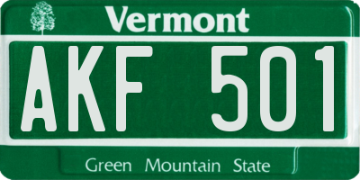 VT license plate AKF501