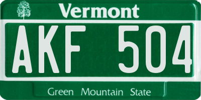 VT license plate AKF504
