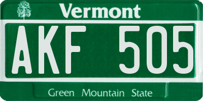 VT license plate AKF505