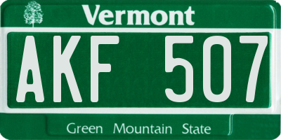 VT license plate AKF507