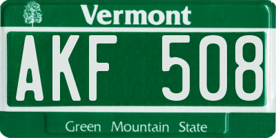 VT license plate AKF508