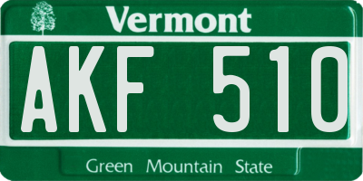 VT license plate AKF510