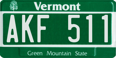 VT license plate AKF511