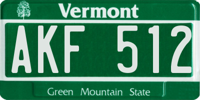 VT license plate AKF512