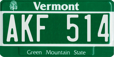 VT license plate AKF514