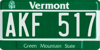 VT license plate AKF517