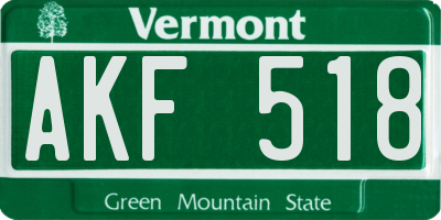 VT license plate AKF518