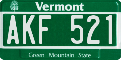 VT license plate AKF521