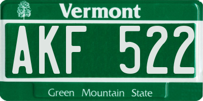 VT license plate AKF522