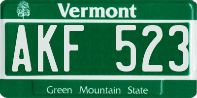 VT license plate AKF523