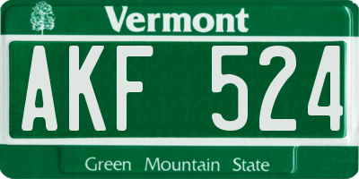 VT license plate AKF524