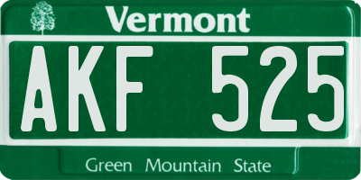 VT license plate AKF525